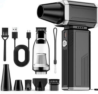 Electric Air Duster, Mini Vacuum Cleaner - 180000 RPM Turbo Fan 2-in-1 Compressed Air Duster & Vacuum Stepless Speed Adjustable for Dust Debris Removal Keyboards Electronics Home Auto Outdoor Use