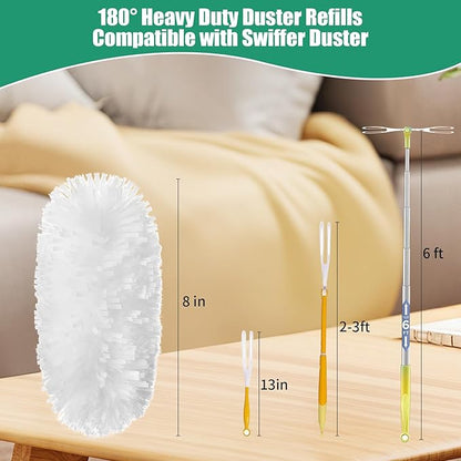 60 Count Electrostatic Duster Refills Compatible with Swiffer Duster, Multi-Surface Dusting Refills, Microfibre Feather Dusters for Cleaning, Unscented