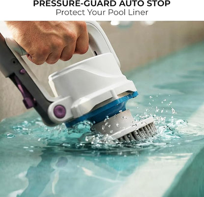KOKIDO Rechargeable 3-in-1 Pool Brush Head Scrubber - Electric Scrub Brush for Walls, Waterlines, Floors - 3 Brush Heads, 40-Min Runtime, 180° Pivotable Handle, for Inground Aboveground Pools and Spas