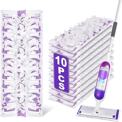 Mop Pads for Swiffer Powermop - 10 Pack Wet Dry Disposable Refills for Hardwood Floor Cleaning - Mopping Replacement for Tile Wood Multi-Surface Floors - Sweeping Cloths for Home Kichen