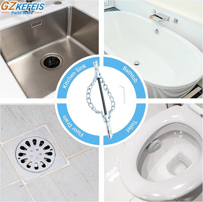 Flex‑Shaft Sewer Descaling Chain, Push-Type Rotary Cable for PVC Pipes, Toilets & Boilers, Compatible with 16mm Spring, Multi-Purpose Plumbing Tool