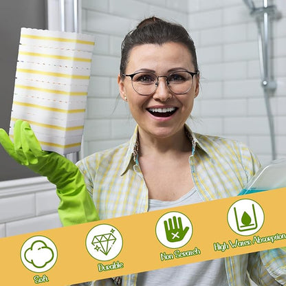 SiliFine 60 Pack Magic Extra Durable Sponge Eraser 3 Layer Density Cleaning Pads in Bulk Thick More Lasting Sponge Eraser for Bathroom Kitchen Floor Bathtub Toilet Cleaner(Yellow and White)