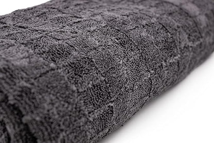 The Rag Company Gauntlet Car Drying Towel, Ultra-Absorbent 70/30 Blend Korean Microfiber, Dries Vehicles Faster Without Scratching, 900 GSM, 30x36 Inches, Ice Grey/Grey, 1-Pack