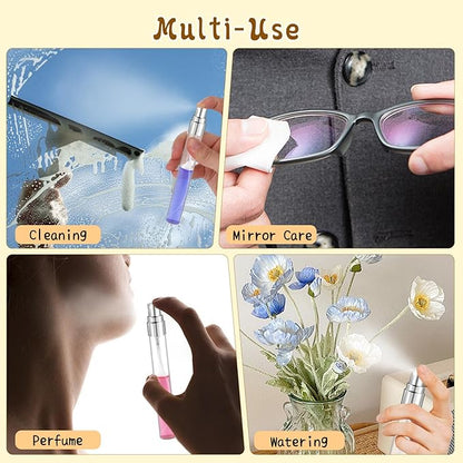 50 Pcs 10ml/0.34oz Fine Mist Glass Bottle Mini Transparent Spray Vials Empty Refillable Perfume Bottles for Cosmetic Perfume Liquid Sample DIY Sprays - Silver Lids