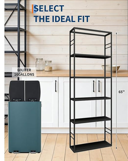 PrecisionAuto 60L Dual Compartment Kitchen Trash Can – Stainless Steel, Soft-Close Lid, Odor Control, Hands-Free Step Pedal, Removable Leak-Proof Bins, Large Waste & Recycling Capacity, Fingerprint