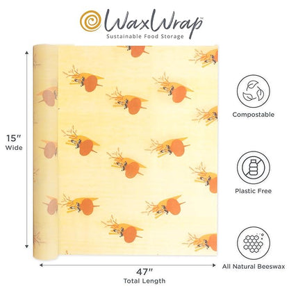 BAYU WaxWrap Beeswax Paper – 1.2M Beeswax Food Wraps – Organic Cotton Roll for Food Storage – Sustainable Eco-Friendly Plastic Alternative – Reusable and Durable – Adjustable Size