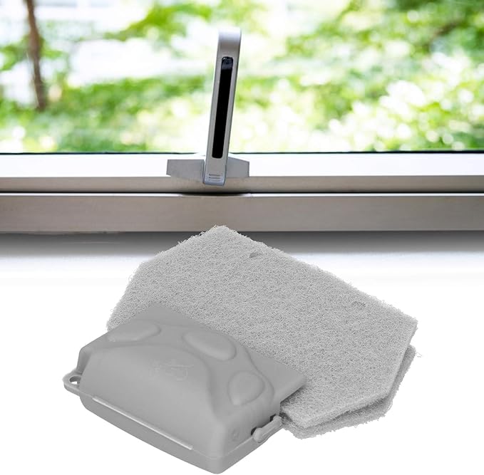5 Packs Window Cleaning Brush, Flexibility Window Track Cleaning Tools Dry or Wet Use with Handle, Window Track Cleaner for Sliding Door Blind Air Condition Tile Line(Grey) (Grey)