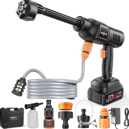 Cordless Car Washer 1250PSI Cordless Car Washer with 6-in-1 Nozzle, 17FT High-Elastic Hose,Home Portable Handheld Car Washer Cleaner
