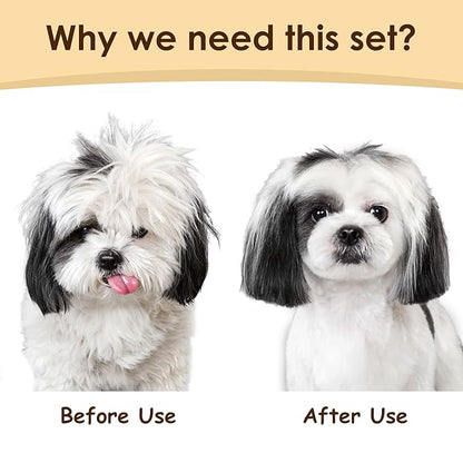 Professional Deshedding Dog Brush Grooming Kits, for Long-Haired Dogs and Cats - Dog Deshedding Brush and Slicker Brush Set 3 in 1 Gift Box for Long Hair Pets like Golden Retriever