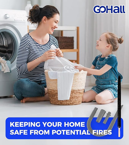 2 Pieces Dryer Vent Cleaner Kit - Flexible Dryer Lint Vacuum Attachment and Bendable Dryer Lint Brush - Lint Remover Compatible with All Vacuum Cleaner Laundry Room (Gray)
