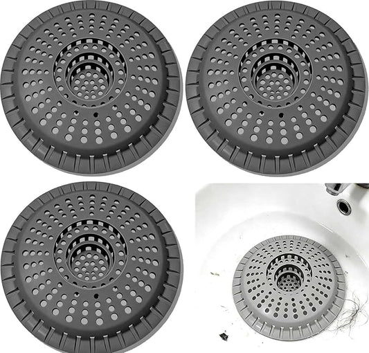3 Pack Bathroom Sink Drain Strainer, Hair Catcher Shower Drain, Shower Drain Cover, Bathtub Hair Catcher, Silicone Tub Hair Trap Stopper Accessories, Kitchen Sink Garbage Plug Bathroom Necessities
