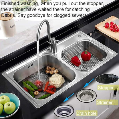 Seatery 2PCS Kitchen Sink Strainers, Sink Drain Filter, Sink Basket Strainer, 4.5 Inch Stainless Steel Sink Drain Strainer, Food Scraps Catcher for Kitchen