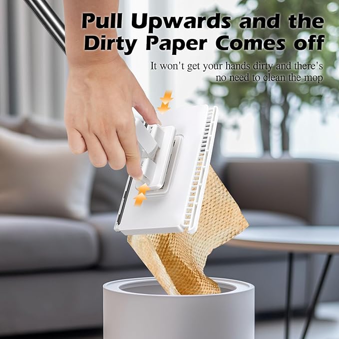 Mini Sweeper Mop,Masthome Reusable Clamp Mop with Short Stainless Steel Handle,1 Second Installation,Flat Dust Mops for House Wall,Bathroom, Windows, Corners, Includes 1 Sweeping Cloth