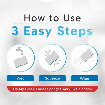 (100 Pack) Extra Durable Eraser Sponge – Extra Thick, Long Lasting Magic Melamine Cleaning Sponges in Bulk – Foam Pads for Walls, Kitchen, Bathroom, Floor & Baseboard Cleaner