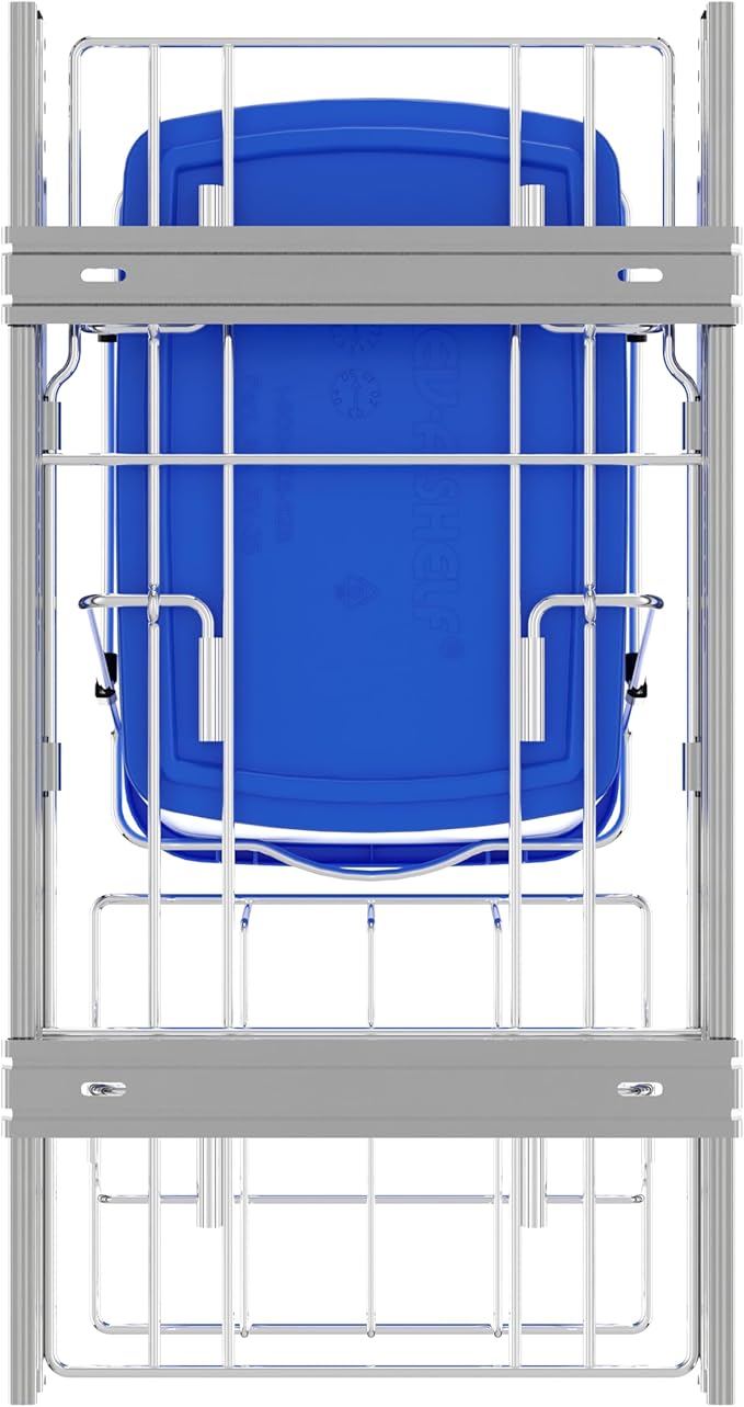 Rev-A-Shelf Pullout Trash Can for Under Kitchen Cabinets 35 Qt Garbage Waste Recyling Bin with Full Extension Slides, Blue, RV-12KD-22C-S