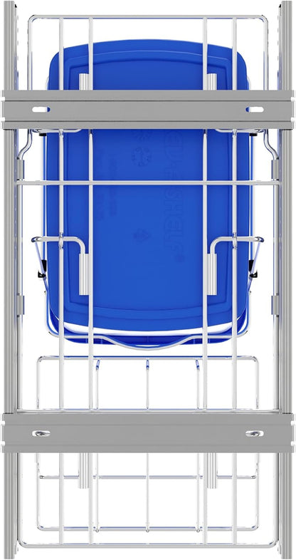 Rev-A-Shelf Pullout Trash Can for Under Kitchen Cabinets 35 Qt Garbage Waste Recyling Bin with Full Extension Slides, Blue, RV-12KD-22C-S