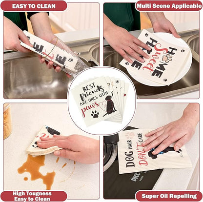 Chengu 6 Pcs Mixed Dog Swedish Kitchen Table Reusable Dishcloths for Kitchen Sponge Cloths Absorbent Dishtowels No Odor Hand Towels and Dry Cleaning Wipes for Home Bathroom Office Housewarming Gifts
