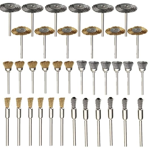 Rocaris 36Pcs Brass Steel Wire Brush Polishing Wheels Full kit for Rotary Tools