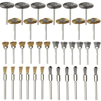 Rocaris 36Pcs Brass Steel Wire Brush Polishing Wheels Full kit for Rotary Tools