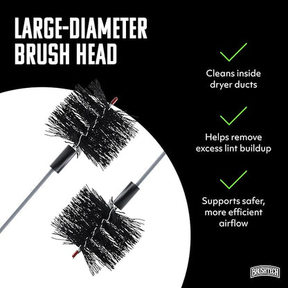 Brushtech Dryer Vent Cleaning Brush - 10-Foot Flexible Duct Cleaning Tool with Non-Kinking Spring for Lint Removal, Improved Airflow, Safer Dryers - Made in the USA, House Maintenance Supplies