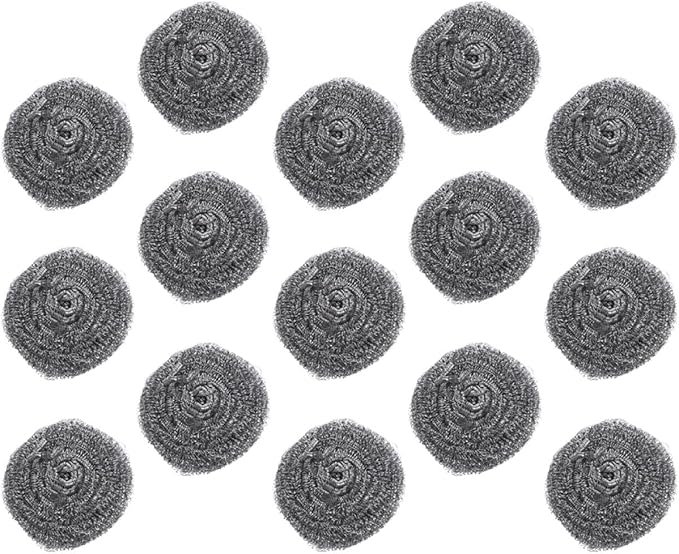 CHILDWEET 15pcs Steel Wire Ball Pot Cleaning Scrubber Set Heavy Duty Metal Scrubber for Pan Grill Stone Cleaning Kitchen Dishwashing Supplies