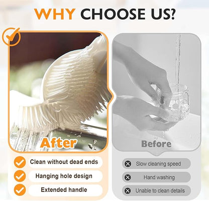 360° Flexible Silicone Bottle Brush with Long Handle, 2025 New Bottle Cleaning Brush, Deep Cleaning Brush for Narrow Neck Bottles, Water Bottles, Baby Bottles, Flasks Soft Bottle Brush (1PC)