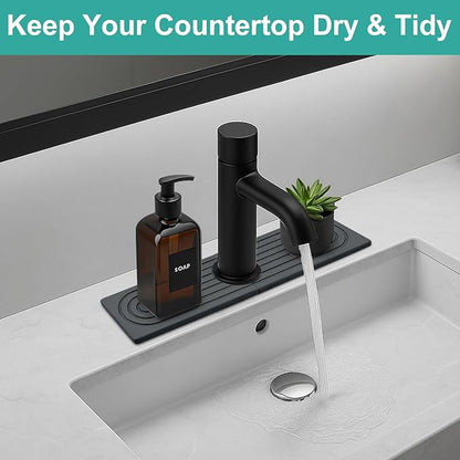 Small Stone Kitchen Sink Faucet Mat Diatomite Water Absorbing Stone Tray for Sink Protector Quick Dry Around Faucet Sink Splash Guard Drying Mat for Kitchen Counter Decor