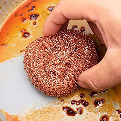 2 Pieces Copper Scrubber for Pots and Pans, Copper Wire Kitchen Scrubber, Woven Double Layers for Extra Strength, Kitchen Copper Ball Cleaning Brush