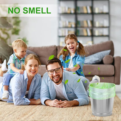 Inwaysin 200 Count 2.6 Gallon Plant Starch Based Bathroom Trash Bags, Strong, Unscented, Expanded, Green, 10L