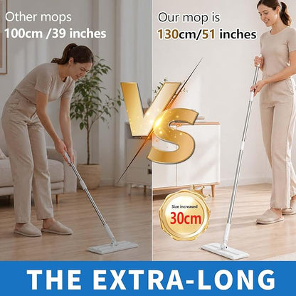 Snap Grip Mini Mop, 2026 Upgraded Disposable Dust Mop, Zero Touch Mini Mops, Convenient Cloth Changing Mops for Kitchen Counter, Foldable 130cm Adjustable Long Handle Mopping Stick (1 mop + 5 Cloths)