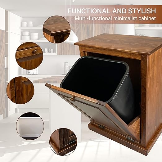 Peaceful Classics Tilt Out Trash Cabinet - Wooden Pull Out Cabinet, Decorative Trash Bin for Kitchen, Bedroom, & Home Patio, Tilt Out Laundry Hamper - Cherry