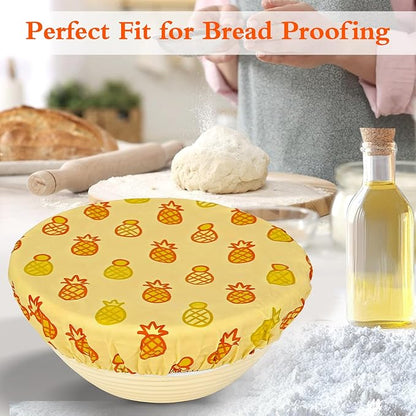 4 Pack Beeswax Bowl Covers,Reusable Beeswax Bowl Covers, Elastic Cotton Cloth Sourdough Bread Cover, 7.8/11.8Inch Reusable Bowl Caps for Bread Proofing Baskets and Large Mixing Containers