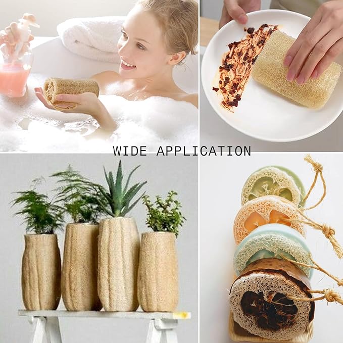 Natural Loofah Sponge, METLUCK 6 Pack Organic Real Loofah Exfoliating Body Scrubber Luffa Sponge Natural Loofah Bulk for Men Women in Bath Shower Deep Clean