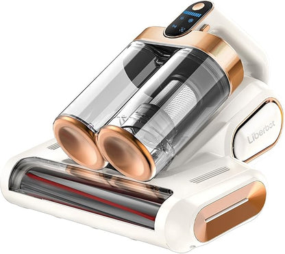 Mattress Vacuum Cleaner, Cordless Bed Vacuum with 16KPa Suction (White & Gold)