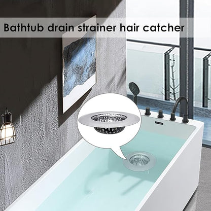 Huntonry Bathtub Drain Strainer - 2.79 Inch Hair Catcher, Stainless Steel Shower Drain Cover, Bathroom Sink Strainer Filter Basket, Tub Drain Strainer, Hair Stopper