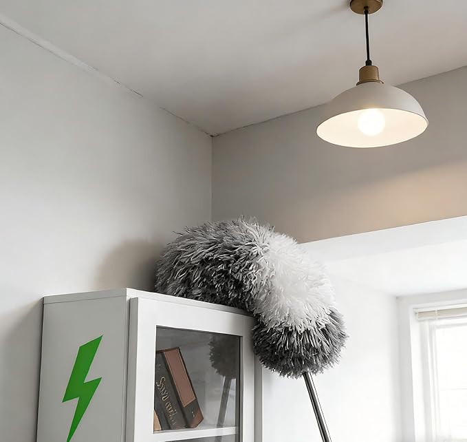 Microfiber Dusters for Cleaning,100" Professional Extension Pole Duster Kit with 2 Washable Bendable Heads,Cobweb Remover & Feather Duster for High Ceilings,Ceiling Fans,and Hard-to-Reach Areas,3PCS