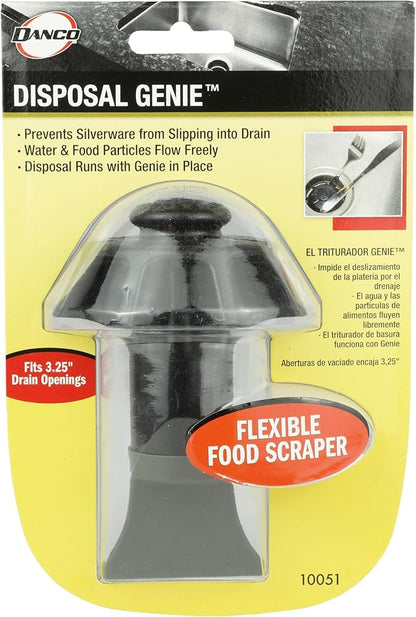 DANCO Disposal Genie Garbage Disposal Strainer | Kitchen Sink Drain Splash Guard | Food Scraper | Black (10051)
