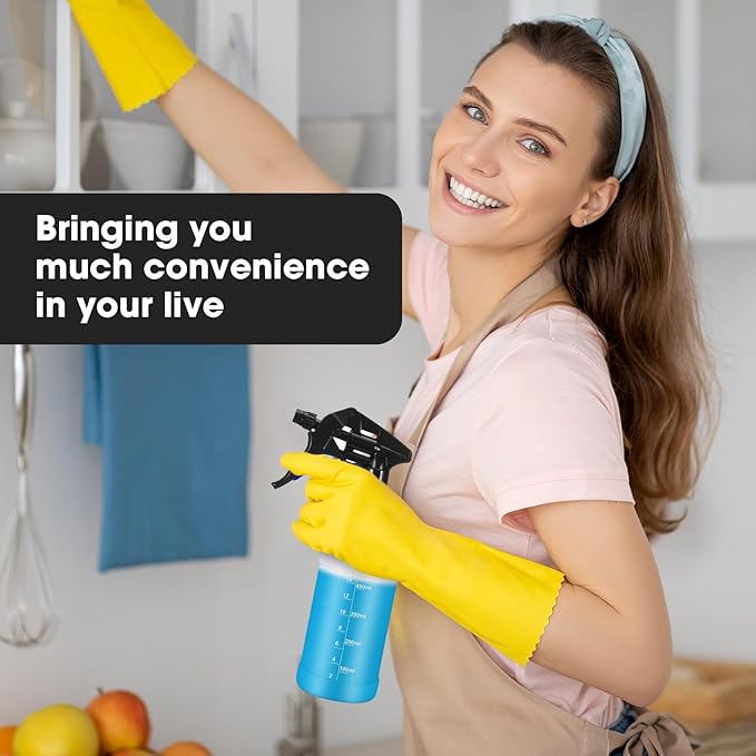 Eccliy 12 Pcs 16 Oz Plastic Spray Bottle, Adjustable Empty Reusable Sprayer for Cleaning, Planting, Water, Bathroom and Kitchen, BBQ, Commercial and Residential (Measurement,Pure Black)