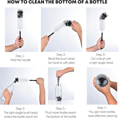 ALINK 16 inch Extra Long Black Bottle Cleaning Brush Cleaner for Washing Narrow Neck Beer/Wine/Thermos, Sport Well/Brewing Bottles/Hummingbird Feeder