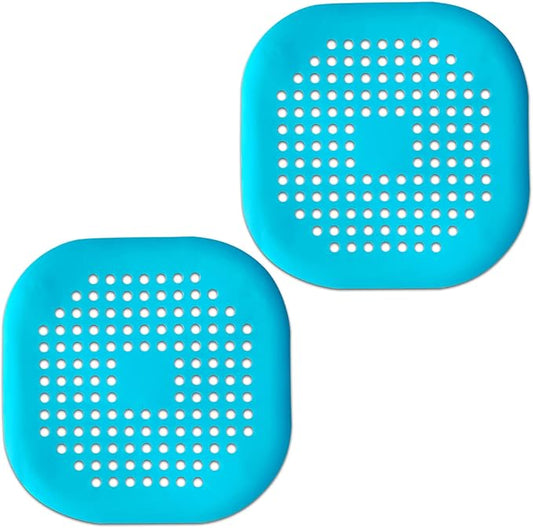 2 Pieces Shower Drain Hair Catcher Bathtub Stopper Home Drain Protectors Drain Cover with Sucker Water Trap Sink Cover for Bathroom Bathtub and Kitchen (Blue,Blue)