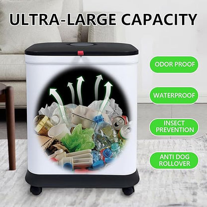 HI NINGER 3 Pack Kitchen Trash Can with Lid, 13 Gallon Trash Can for Home Office Bedroom Living Room Outdoor 45Liter Trash Bin,Comes with Two 2.2 Gallon Bathroom Trash cans with lids（with Garbage Bag