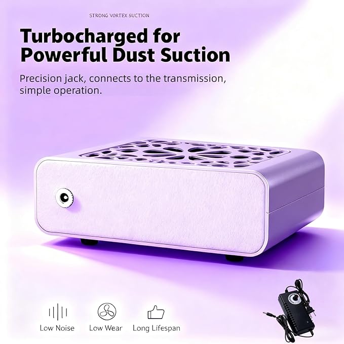 Kylara Mini Nail Dust Collector,Compact Metal Nail Vacuum for Nail Tech,4800RPM Quiet Desktop Dust Collector for Drilling&Manicure,Small Nail Duster with Filter