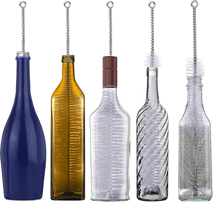 Bottle Brush - Ideal for Cleaning Narrow Neck Swing Top Glass, Brewing, Wine, Beer, Soda, Spray, Kombucha Bottles (White+2PCS)