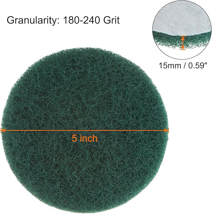 HARFINGTON 15pcs Drill Power Brush 5 inch Tile Scrubber Scouring Pads 180-240 Grit for Bathroom Kitchen Household Cleaning