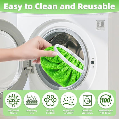 Reusable Dry Sweeping Cloths Microfiber Wet Pads Refill Compatible with Swiffer Sweeper Mop, Machine Washable Sweeping Mop Pads for Use on All Sealed Floors - Stone, Hardwood, Laminate & Tile (Green)