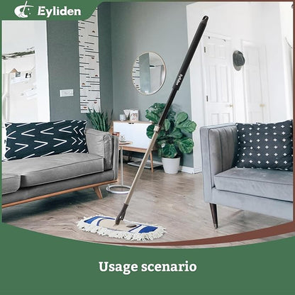 Eyliden Dust Mop with Reusable Washable Pads - One-Touch Pad Release, Height Adjustable Handle, Total 2 Mop Cloths, Wet Dry Mops for Floor Cleaning, Hardwood, Laminate, Tile Floor Push Dust Broom