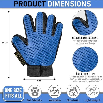 2-in-1 Pet Grooming Gloves 2-Pack – Double-Sided Deshedding & Pet Hair Remover for Dogs & Cats – Gentle Massage Glove for Shedding Fur – Lint Remover for Furniture & Clothing