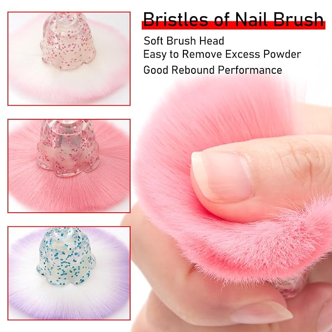 3pcs Dust Brush for Acrylic Nails Large Powder Brush Makeup Brush Nail Duster Brush Acrylic Nail Brush Cleaner Nail Art Brushes Manicure Brush for Cleaning Nail Art Tools