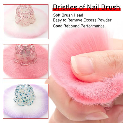3pcs Dust Brush for Acrylic Nails Large Powder Brush Makeup Brush Nail Duster Brush Acrylic Nail Brush Cleaner Nail Art Brushes Manicure Brush for Cleaning Nail Art Tools