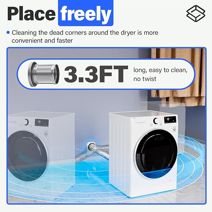 Magnetic Dryer Vent MV-180 Connector Kit, 4 Inch for Tight Spaces, Strong Magnetic Seal, Easy Quick Installation, Improves Airflow & Safety, simple to Clean